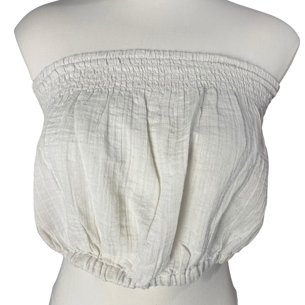 Universal Thread White Smocked Tube Top Boho Cotton Bandeau M - Picture 2 of 7
